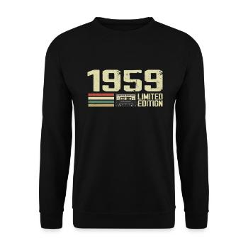 Né en 1959 - Vintage 1959 - 65e Anniversaire Rétro - Sweat-shirt Unisexe - noir - Devant - Alina (178cm) & Michal (187cm)