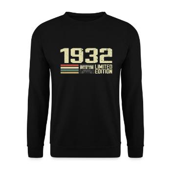 Né en 1932 - Vintage 1932 - 92e Anniversaire Rétro - Sweat-shirt Unisexe - noir - Devant - Alina (178cm) & Michal (187cm)