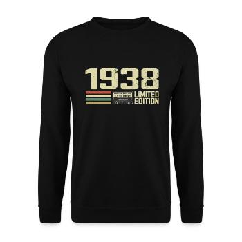 Jahrgang 1938 - Jahrgang 1938 - 86. Retro-Geburtstag - Unisex Pullover - Schwarz - Vorne - Alina (178cm) & Michal (187cm)
