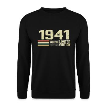Né en 1941 - Vintage 1941 - 83e Anniversaire Rétro - Sweat-shirt Unisexe - noir - Devant - Alina (178cm) & Michal (187cm)