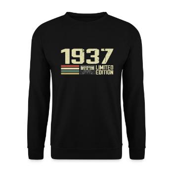 Né en 1937 - Vintage 1937 - 87e Anniversaire Rétro - Sweat-shirt Unisexe - noir - Devant - Alina (178cm) & Michal (187cm)