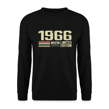 Né en 1966 - Vintage 1966 - 58e Anniversaire Rétro - Sweat-shirt Unisexe - noir - Devant - Alina (178cm) & Michal (187cm)