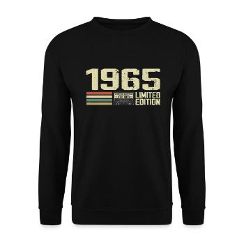 Born in 1965 - Vintage 1965 - 59th Retro Anniversary - Unisex Sweatshirt - black - Front - Alina (178cm) & Michal (187cm)