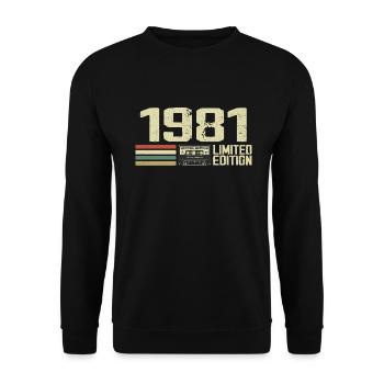 Jahrgang 1981 - Jahrgang 1981 - 43. Retro-Jubiläum - Unisex Pullover - Schwarz - Vorne - Alina (178cm) & Michal (187cm)