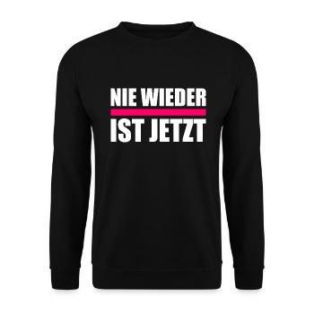 Nie wieder ist jetzt - Unisex Pullover - Schwarz - Vorne - Alina (178cm) & Michal (187cm)