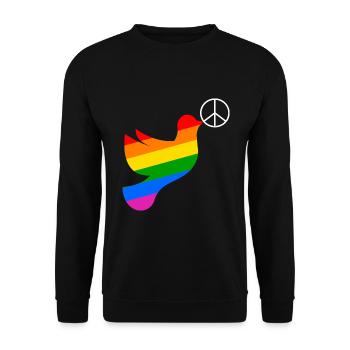 Friedenstaube Regenbogenfahne Peace - Unisex Pullover - Schwarz - Vorne - Alina (178cm) & Michal (187cm)