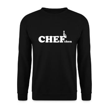 Kleiner Chef Chefchen Büro Team Angestellte Job - Unisex Pullover - Schwarz - Vorne - Alina (178cm) & Michal (187cm)