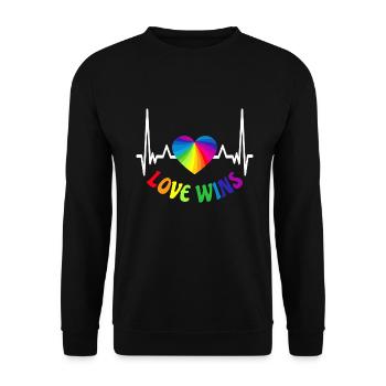 L’AMOUR GAGNE LA FIERTÉ LGBT Mois de la fierté gay LGBTQ - Sweat-shirt Unisexe - noir - Devant - Alina (178cm) & Michal (187cm)