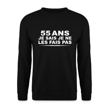 55 ans | Humour Cadeau D'anniversaire 55 ans - Sweat-shirt Unisexe - noir - Devant - Alina (178cm) & Michal (187cm)