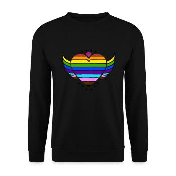 Rainbow Connection Embrace, Happy Pride - Unisex Pullover - Schwarz - Vorne - Alina (178cm) & Michal (187cm)