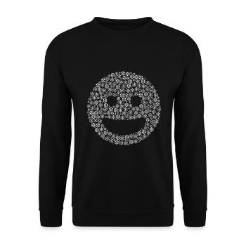 Snowflakes word cloud in grin shape (yellow) - Unisex Sweatshirt - black - Front - Alina (178cm) & Michal (187cm)