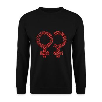 Golden hearty word cloud in venus double form (red - Unisex Sweatshirt - black - Front - Alina (178cm) & Michal (187cm)