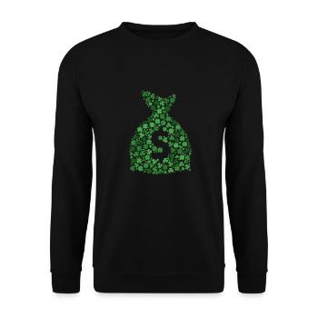 Money bag filled with various shamrocks ( - Unisex Sweatshirt - black - Front - Alina (178cm) & Michal (187cm)