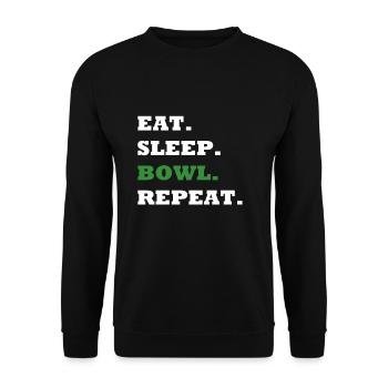 EAT. SLEEP. BOWL. REPEAT. - Unisex Sweatshirt - black - Front - Alina (178cm) & Michal (187cm)