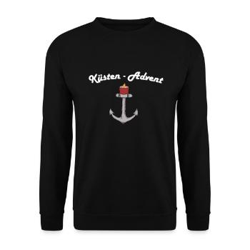 Weihnachten Advent Anker mit Kerze - Unisex Pullover - Schwarz - Vorne - Alina (178cm) & Michal (187cm)