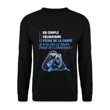 Carpe peche cadeau papa - Sweat-shirt Unisexe - noir - Devant - Alina (178cm) & Michal (187cm)