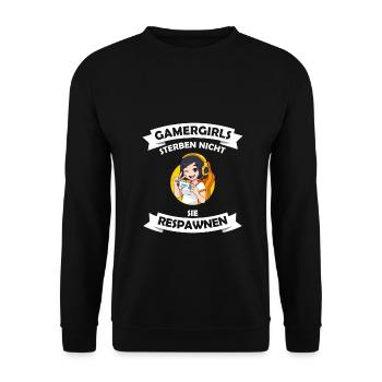 Gamer Girl Geburtstagsgeschenk - Unisex Pullover - Schwarz - Vorne - Alina (178cm) & Michal (187cm)
