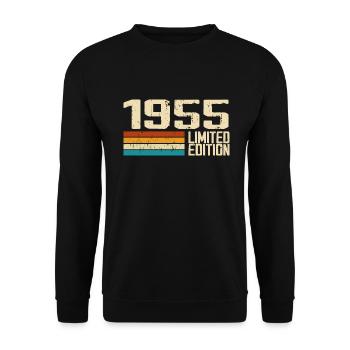 Jahrgang 1955 - Jahrgang 1955 Retro Geburtstag - Unisex Pullover - Schwarz - Vorne - Alina (178cm) & Michal (187cm)