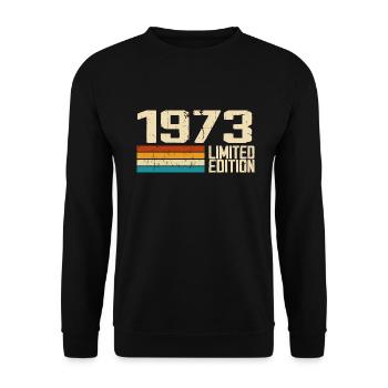 Born in 1973 - Vintage 1973 Retro Anniversary - Unisex Sweatshirt - black - Front - Alina (178cm) & Michal (187cm)