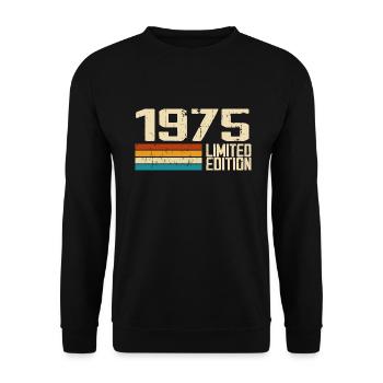 Né en 1975 - Vintage 1975 Anniversaire Rétro - Sweat-shirt Unisexe - noir - Devant - Alina (178cm) & Michal (187cm)