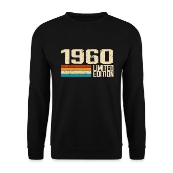 Born in 1960 - Vintage 1960 Retro Birthday - Unisex Sweatshirt - black - Front - Alina (178cm) & Michal (187cm)