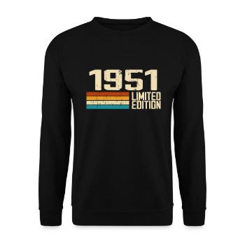 Born in 1951 - Vintage 1951 Retro Anniversary - Unisex Sweatshirt - black - Front - Alina (178cm) & Michal (187cm)