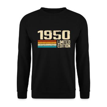 Born in 1950 - Vintage 1950 Retro Birthday - Unisex Sweatshirt - black - Front - Alina (178cm) & Michal (187cm)