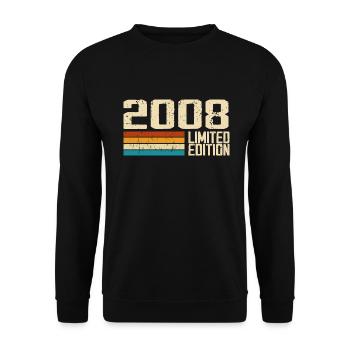 Born in 2008 - Vintage 2008 Retro Birthday - Unisex Sweatshirt - black - Front - Alina (178cm) & Michal (187cm)