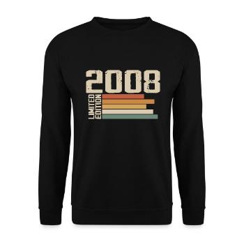 2008 Jahrgang - Retro 2008 Geburtstagsgeschenk 2008 - Unisex Pullover - Schwarz - Vorne - Alina (178cm) & Michal (187cm)