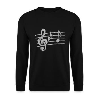 Clé de sol, partition, clé de musicien - Sweat-shirt Unisexe - noir - Devant - Alina (178cm) & Michal (187cm)