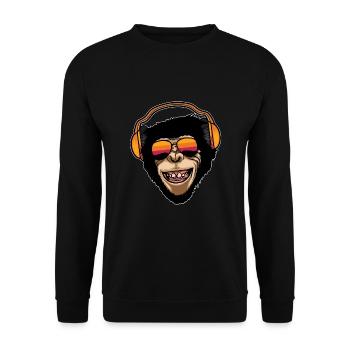 cooler Affe Geschenk - Unisex Pullover - Schwarz - Vorne - Alina (178cm) & Michal (187cm)