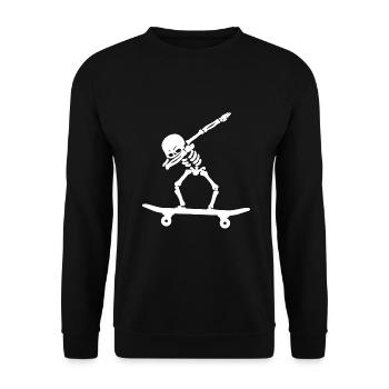 Dabbing Skeleton Skateboarder Shirt - Unisex Sweatshirt - black - Front - Alina (178cm) & Michal (187cm)