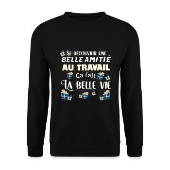 Collègue Cadeau Métier Boulot Meilleur Collègue - Sweat-shirt Unisexe - noir - Devant - Alina (178cm) & Michal (187cm)