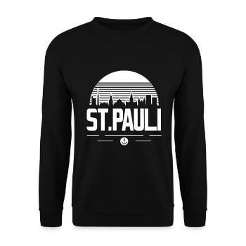 St Pauli Skyline Hamburg Souvenir St. Pauli - Sweat-shirt Unisexe - noir - Devant - Alina (178cm) & Michal (187cm)