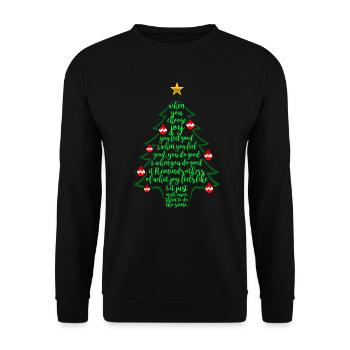 Weihnachtsbaum Gedicht - Weihnachten Familie - Unisex Pullover - Schwarz - Vorne - Alina (178cm) & Michal (187cm)