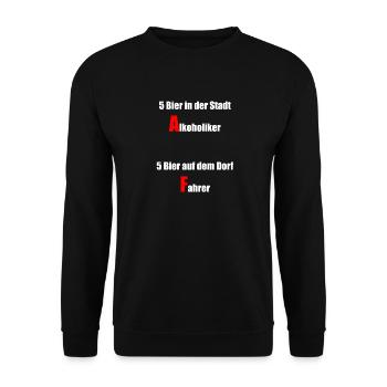 Dorf Stadt Dorfkind Alkoholiker Bier Fahrer - Unisex Pullover - Schwarz - Vorne - Alina (178cm) & Michal (187cm)