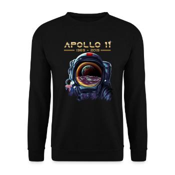 Apollo 11 Astronaut with Earth Reflection Moon - Unisex Sweatshirt - black - Front - Alina (178cm) & Michal (187cm)