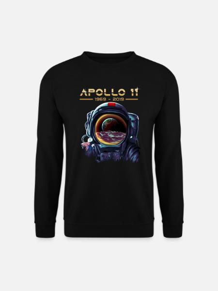 Apollo 11-Astronaut mit Erdreflexionsmond - Unisex Pullover - Schwarz