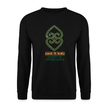 Black History Asase Ye Duru Divinity Symbol Druck - Unisex Pullover - Schwarz - Vorne - Alina (178cm) & Michal (187cm)