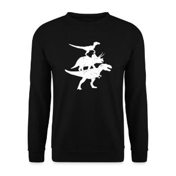 Dinosaures empilés Velociraptor TRex Triceratops - Sweat-shirt Unisexe - noir - Devant - Alina (178cm) & Michal (187cm)
