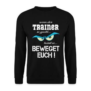 Trainer, Sportlehrer, Coach, Übungsleiter T Shirt - Unisex Pullover - Schwarz - Vorne - Alina (178cm) & Michal (187cm)