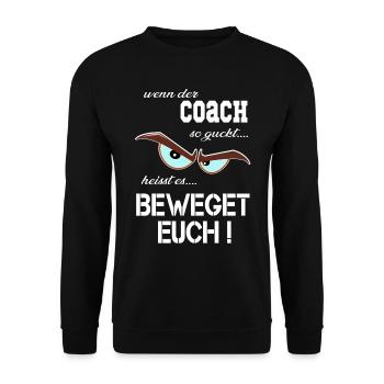 Sportlehrer, Coach, trainer & Übungsleiter T Shirt - Unisex Pullover - Schwarz - Vorne - Alina (178cm) & Michal (187cm)