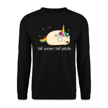 Graphique Half Unicor Half Potato - Sweat-shirt Unisexe - noir - Devant - Alina (178cm) & Michal (187cm)