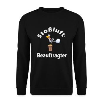 Stoßluft-Beauftragter lustig fun Möwe maritim - Unisex Pullover - Schwarz - Vorne - Alina (178cm) & Michal (187cm)