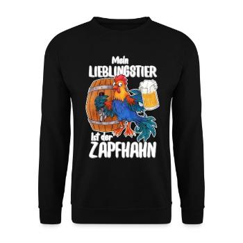 Mein Lieblingstier ist der Zapfhahn, Bier Trinken - Unisex Pullover - Schwarz - Vorne - Alina (178cm) & Michal (187cm)