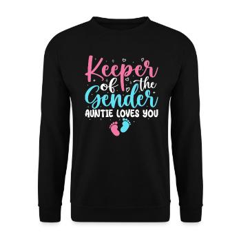 Gender Reveal Party - Hüter der Gender-Tante - Unisex Pullover - Schwarz - Vorne - Alina (178cm) & Michal (187cm)