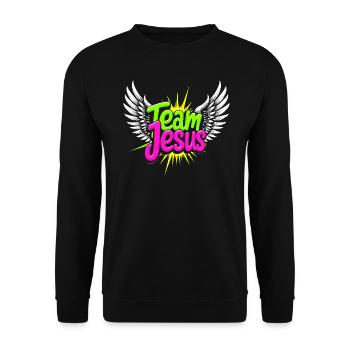 Team Jesus Graffiti Style Christian T-Shirt - Unisex Sweatshirt - black - Front - Alina (178cm) & Michal (187cm)