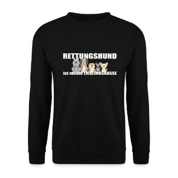 Rettungshund ist meine Lieblingsrasse Geschenkidee - Unisex Pullover - Schwarz - Vorne - Alina (178cm) & Michal (187cm)