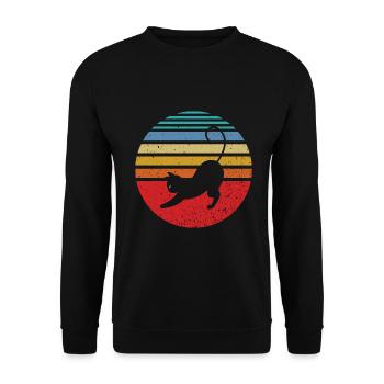 Retro cat pose - Unisex Sweatshirt - black - Front - Alina (178cm) & Michal (187cm)