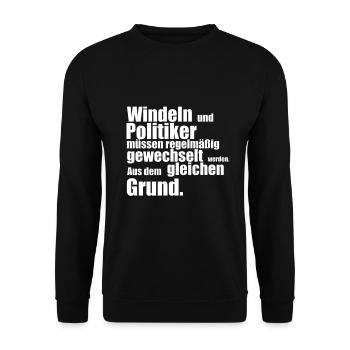 Diapers and politicians need to be changed regularly - Unisex Sweatshirt - black - Front - Alina (178cm) & Michal (187cm)